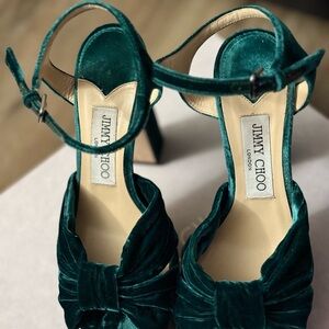 Jimmy Choo “Heloise” - Green Velvet Women's Heels